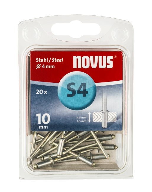 Afbeelding Novus Popnagels S4 X 10 mm Staal S4 - 20 Stuks door Haxo.nl