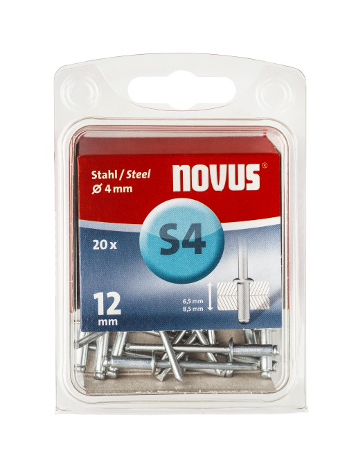 Afbeelding Novus Popnagels S4 X 12 mm Staal S3 - 20 Stuks door Haxo.nl