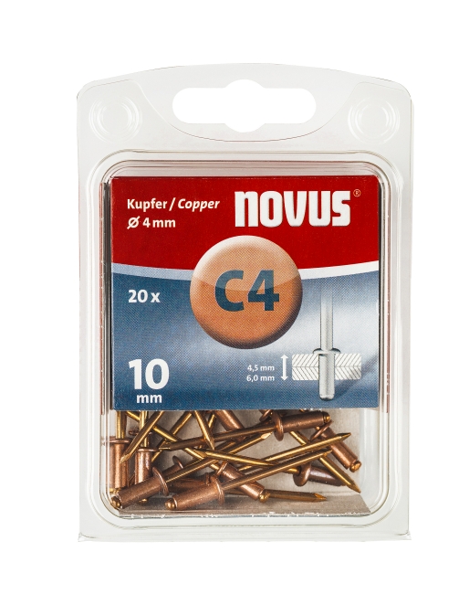 Afbeelding Novus Popnagels C4 X 10 mm Koper - 20 Stuks door Haxo.nl