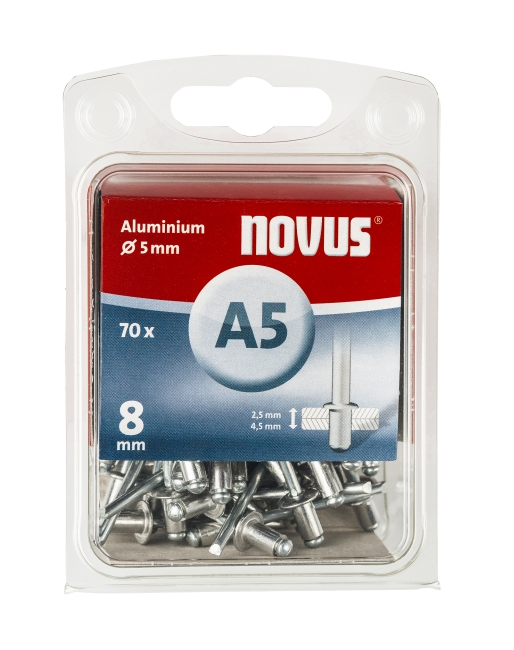 Afbeelding Novus Popnagels A5 X 8 mm Alu SB - 70 Stuks door Haxo.nl