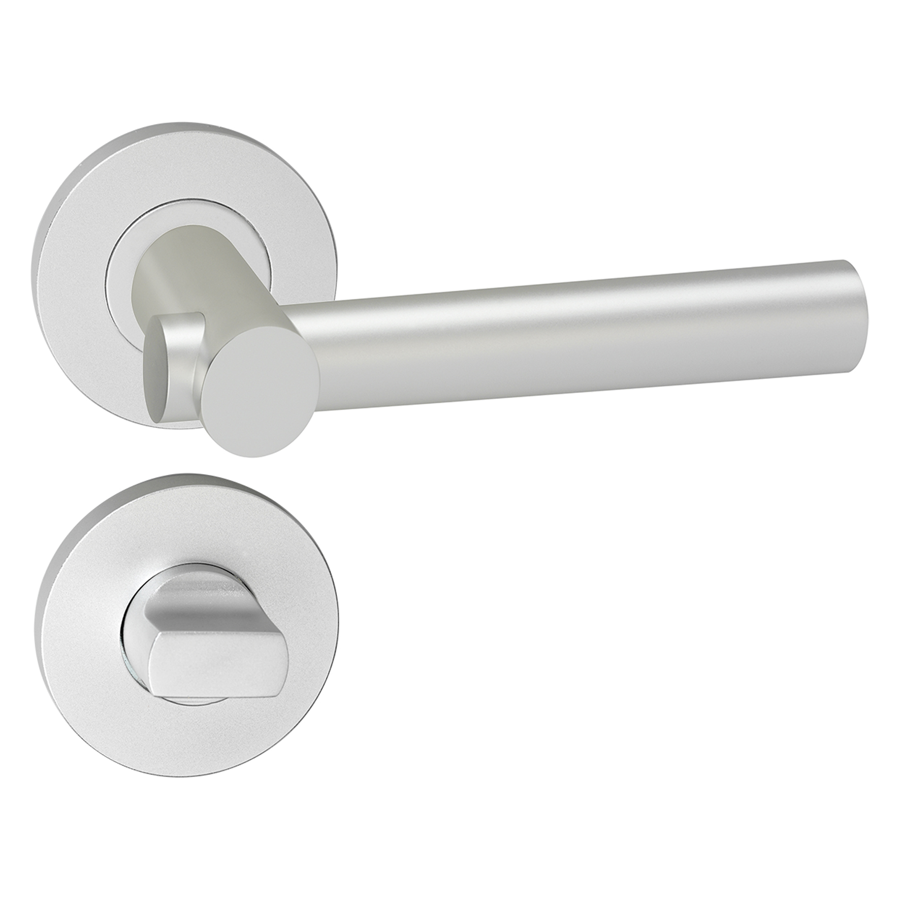 Afbeelding Impresso Deurkruk Binnendeur Met WC Rozet Dover Rond Aluminium - 2 Stuks door Haxo.nl