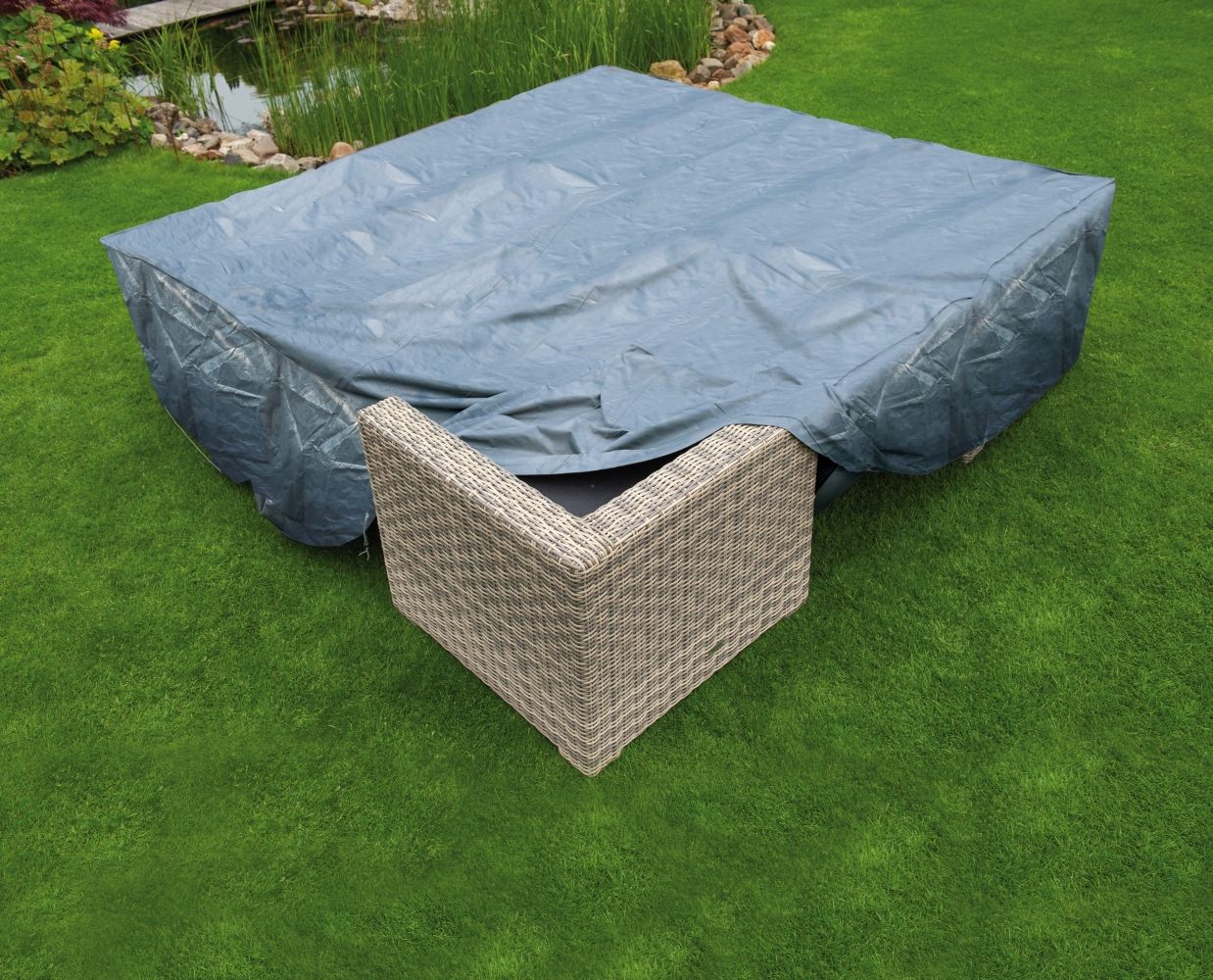 Afbeelding Nature Beschermhoes Loungeset Grijs H70x250x250cm door Haxo.nl