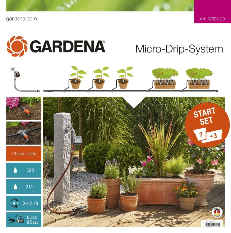 Afbeelding Gardena Micro Drip Start Set M Voor Bloempotten Met Besproeiingscomputer door Haxo.nl