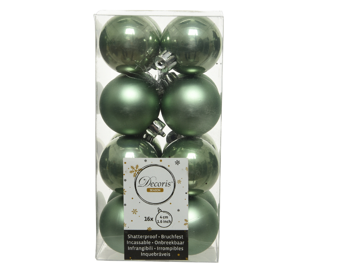 Decoris Kerstballen Groen Mat en Glanzend 4cm 16 Stuks