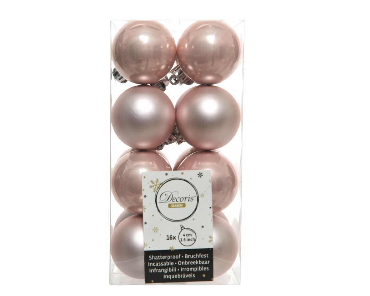 Decoris Kerstballen Roze Mat en Glanzend 4cm 16 Stuks