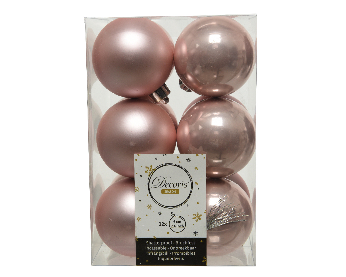 Decoris Kerstballen Roze Mat en Glanzend 4cm 16 Stuks