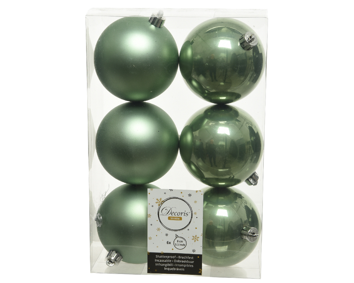 Decoris Kerstballen Groen Mat en Glanzend 6cm 6 Stuks