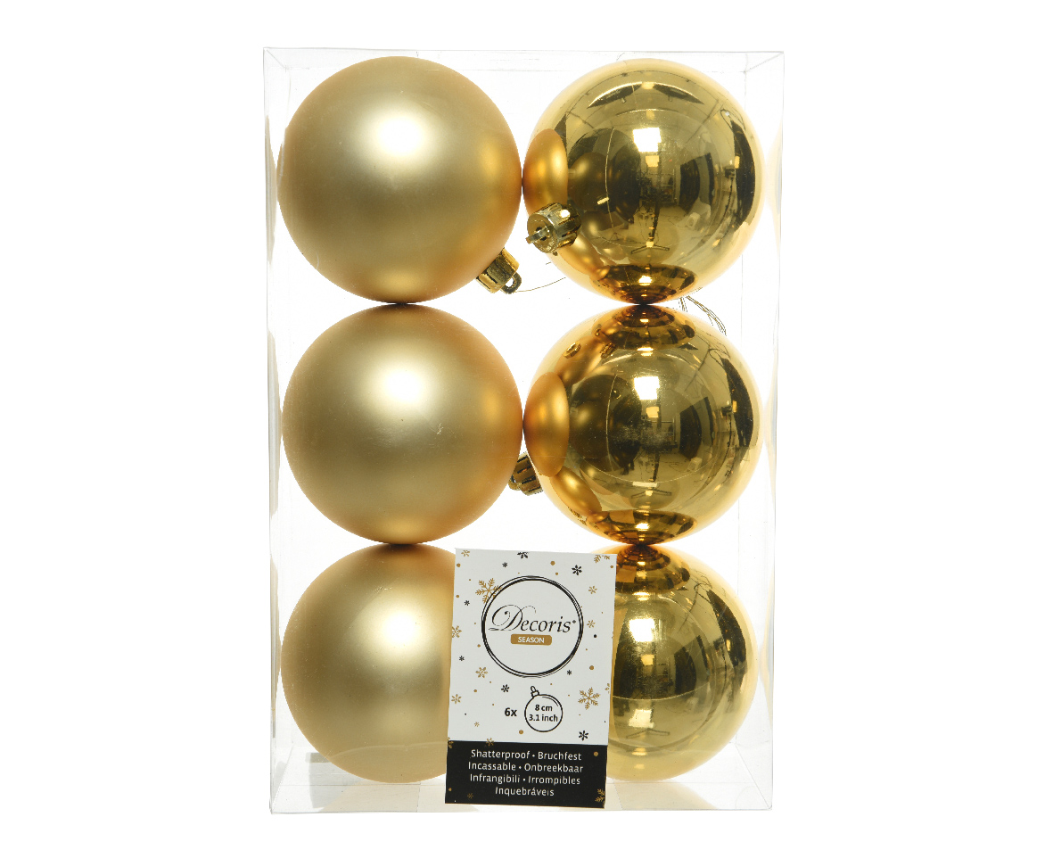 Kerstbal 8 cm Licht goud