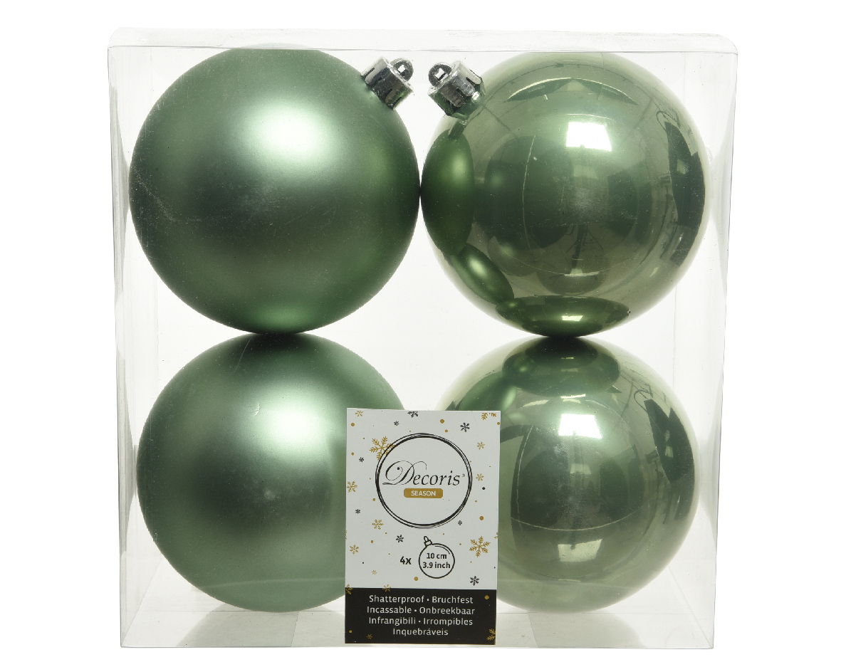 Decoris Kerstballen Groen Mat en Glanzend 10cm 4 Stuks