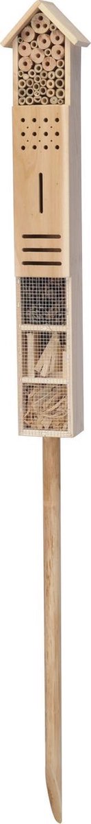 Homestyle Houten Insectenhotel Naturel Op Paal - Nestkast - 15x10x160 cm