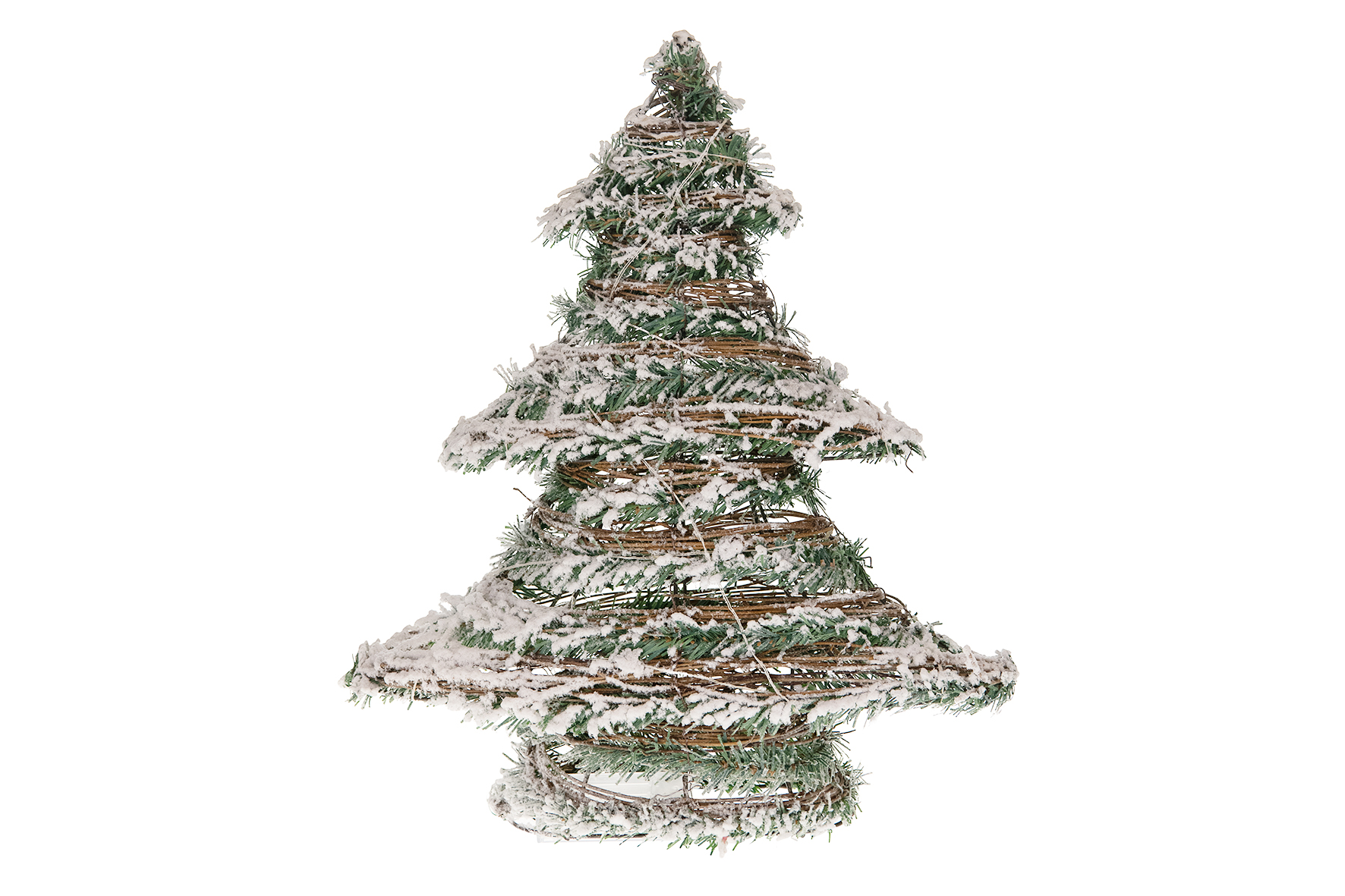 Rattan Kerstboom Met Verlichting En Sneeuw