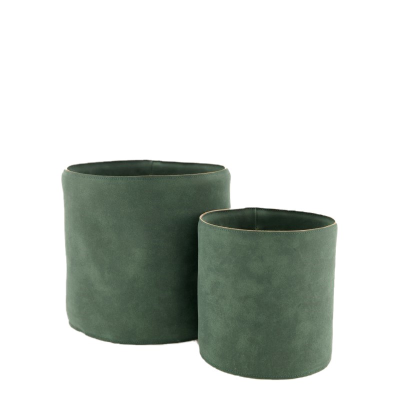 Plantenmand Leer Groen Set