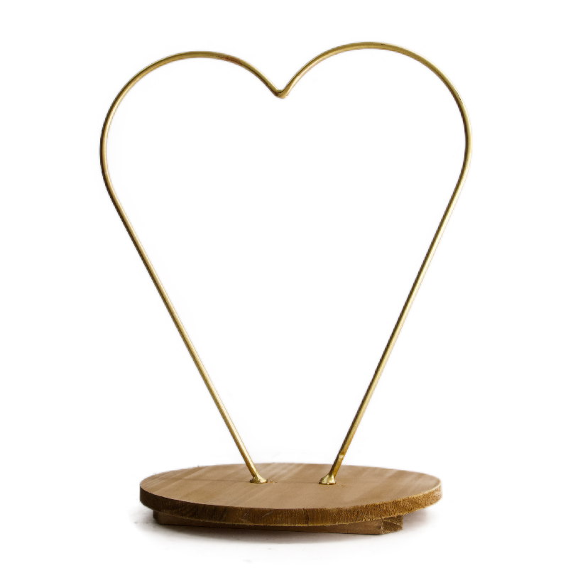 Hart metaal met houten basis goud 25x20x32cm