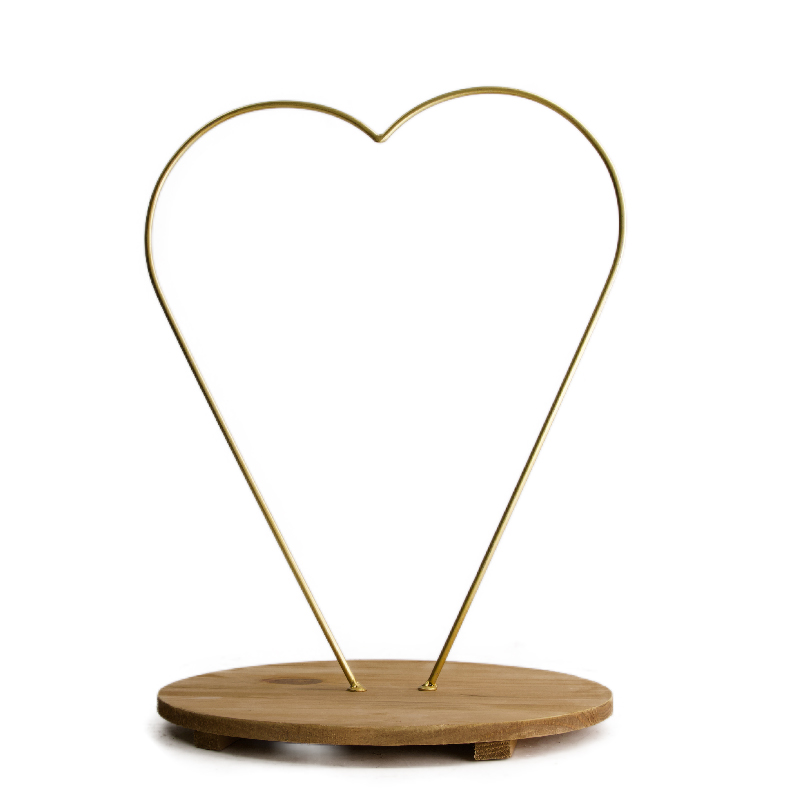 Hart metaal met houten basis goud 30x28x39cm