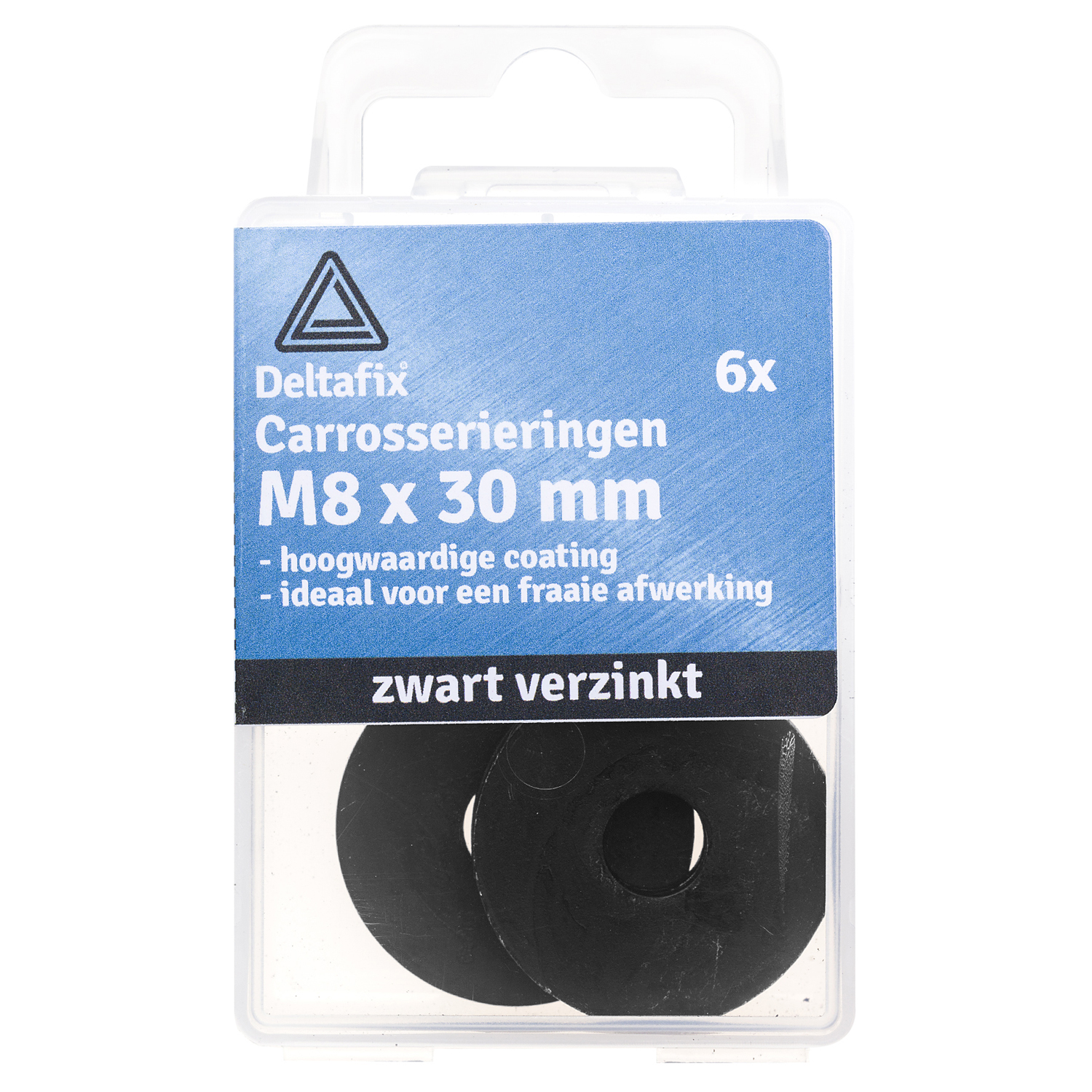 Afbeelding Deltafix Carrosserieringen M8 x 30 x 1,5 Zwart VZ 6 Stuks door Haxo.nl