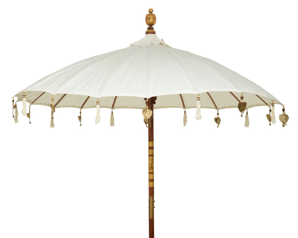 Parasol Mahoniehout Katoen 2 Meter Wit