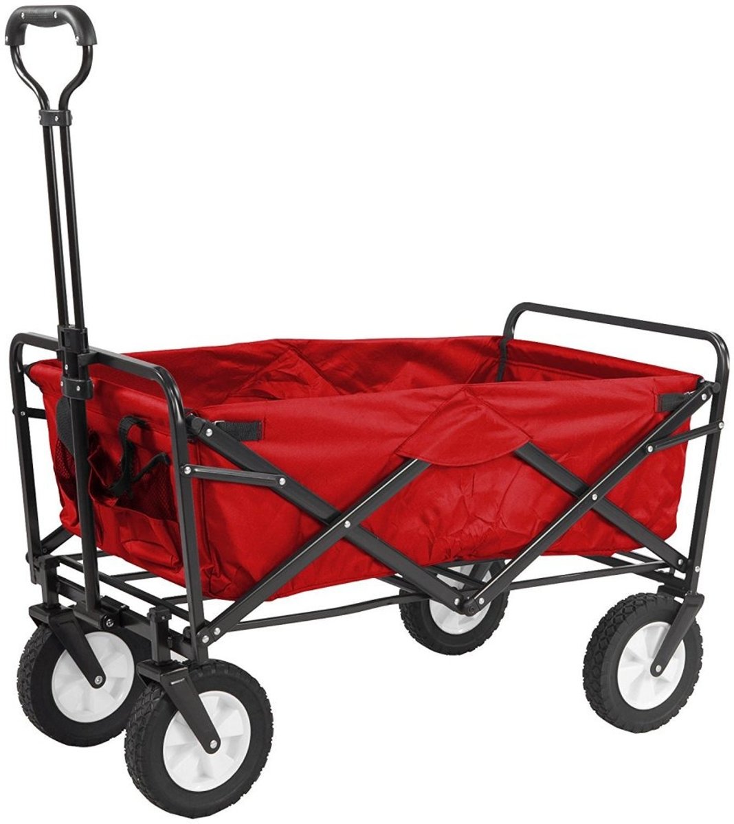 Deutsche meister Meister Bolderwagen met Opbergtas 89x48x76-101,5 cm Rood/Zwart