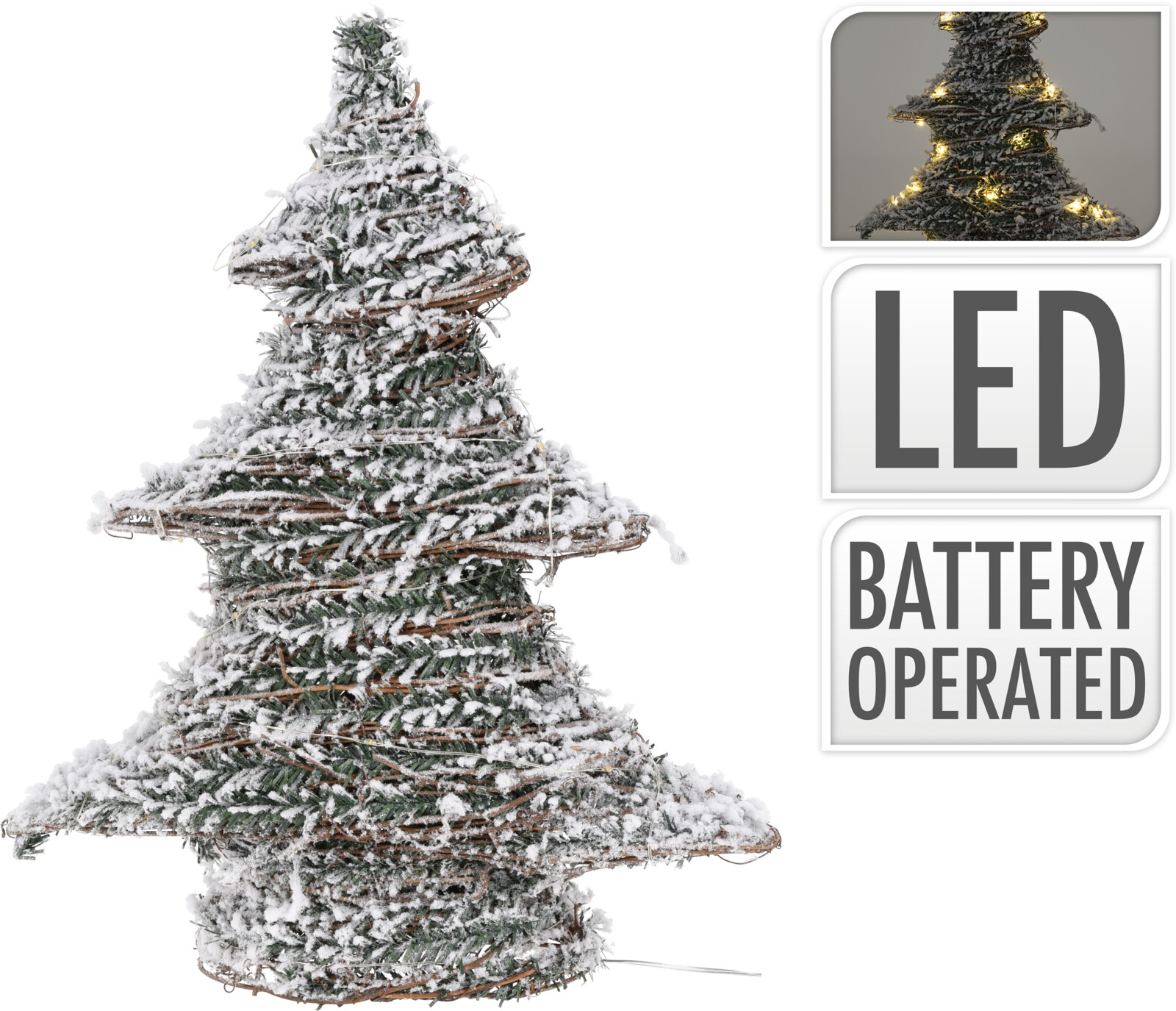 Kerstboom met LED verlichting & sneeuw hoogte 40cm.