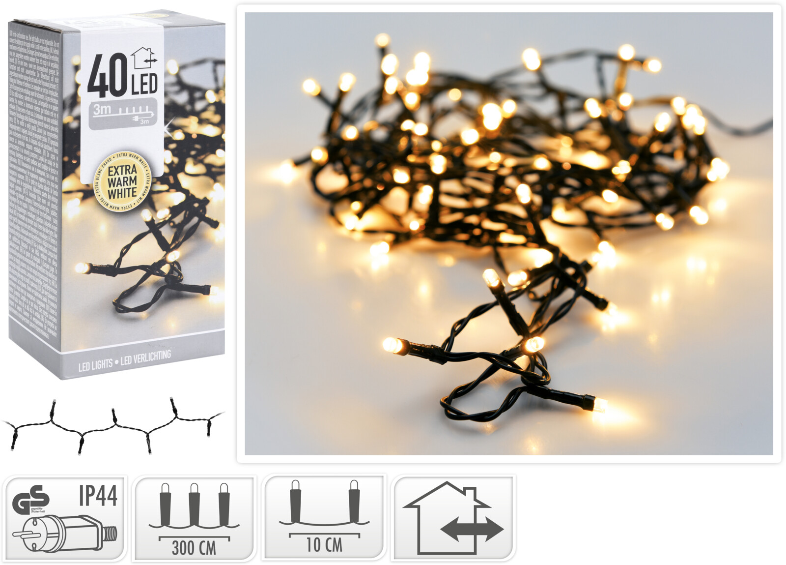 Kerstverlichting 40 LED extra warm wit buiten/binnen 3 meter