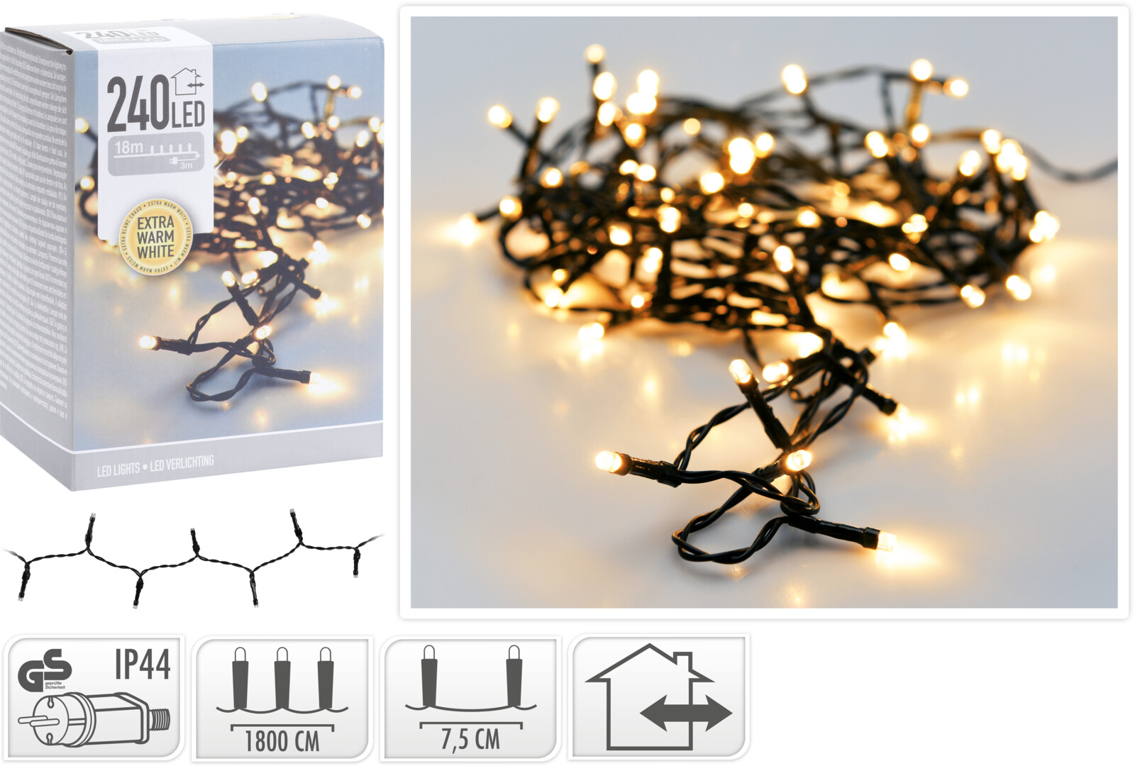 DecorativeLighting LED-verlichting 240 LED's 18 meter - extra warm wit