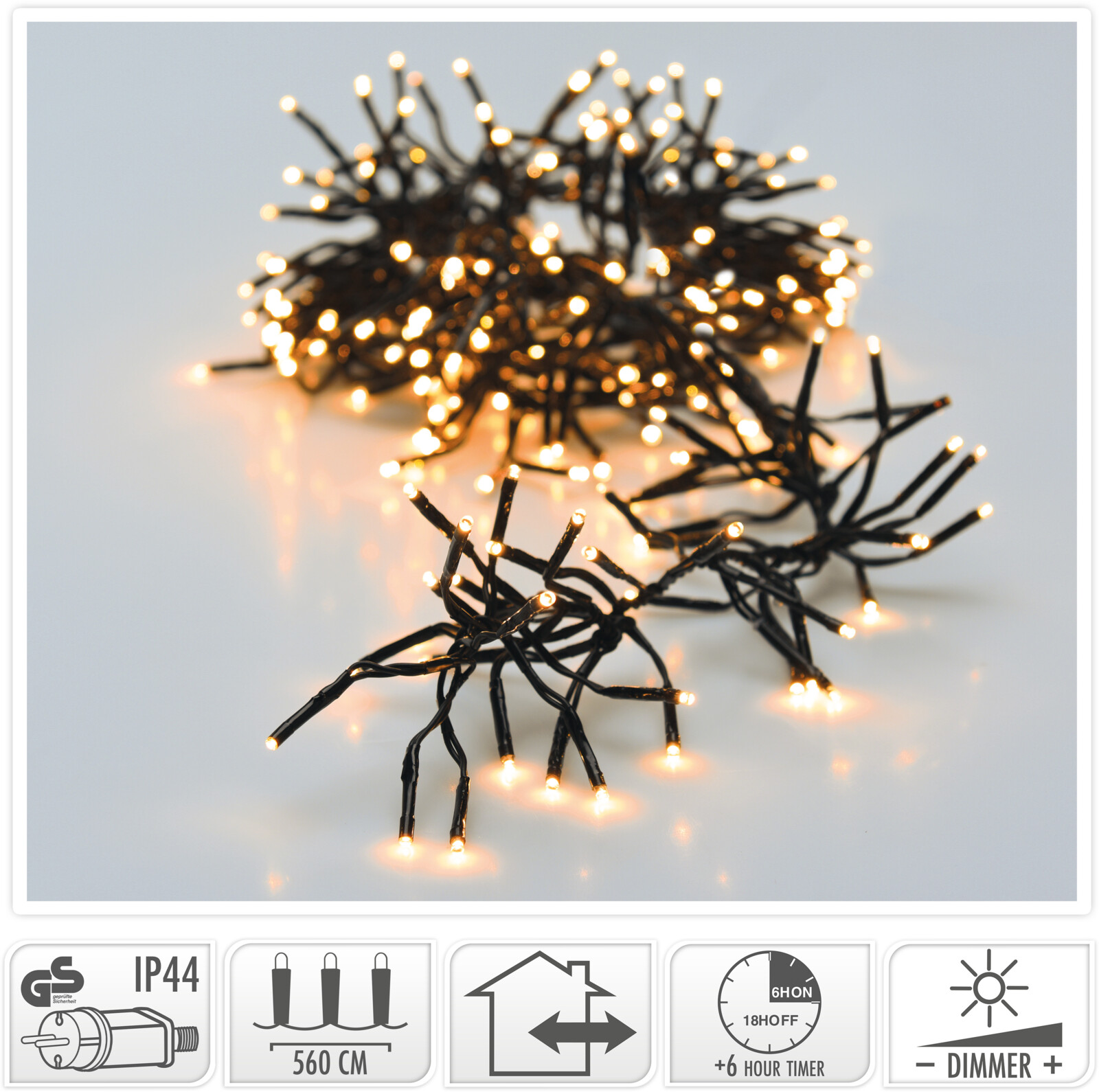 Kerst clusterverlichting 768 LED warm wit buiten/binnen 5.6 meter