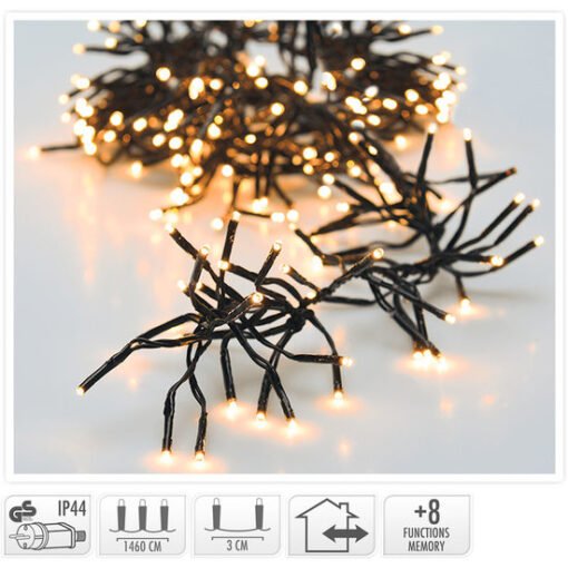 Kerst clusterverlichting 2016 LED warm wit buiten/binnen 14.5 meter