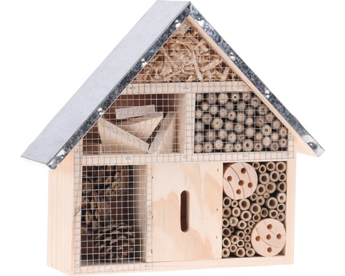 Insectenhotel Hout met Metalen Dak Breed