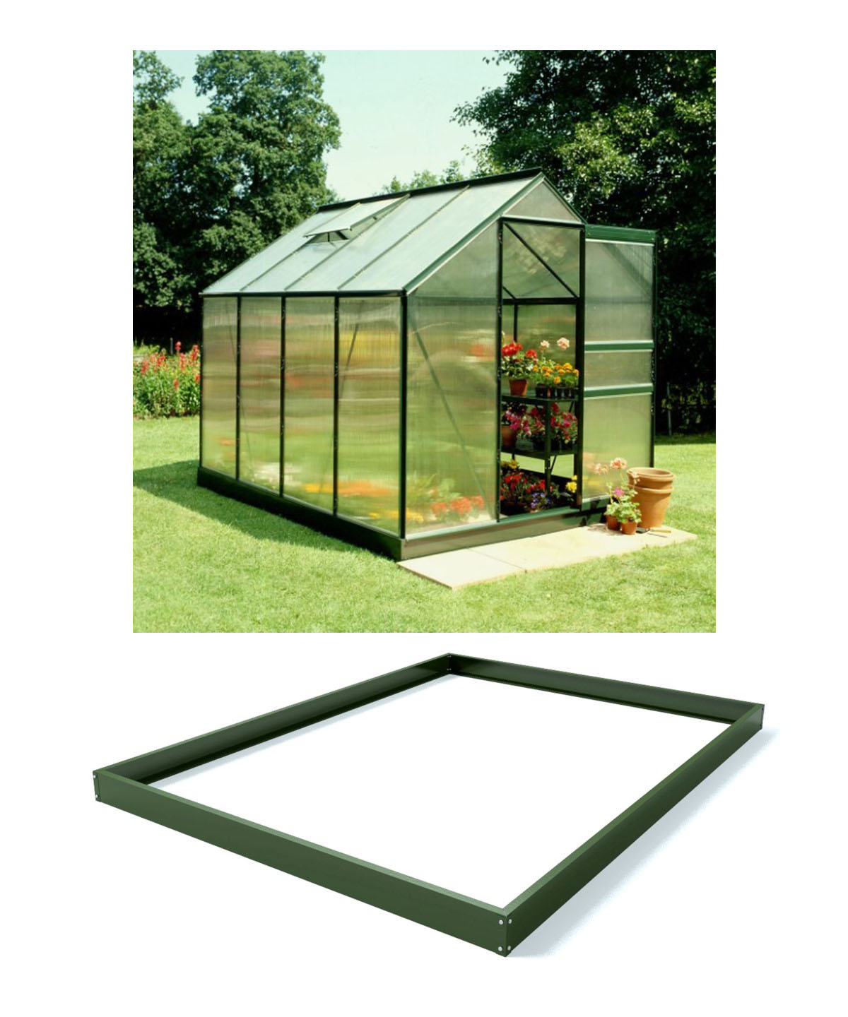 Royal Well Tuinkas en Fundering Popular 86 Groen Polycarbonaat 4mm