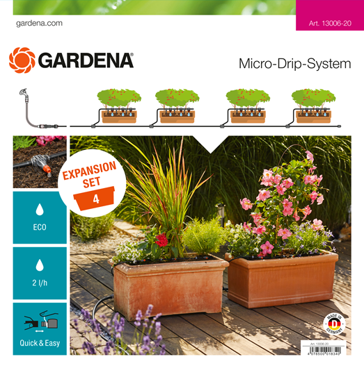 Afbeelding GARDENA Micro-drip systeem voor plantenbakken Expansion Set 13006-20 door Haxo.nl