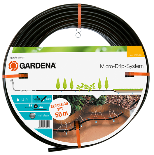 Afbeelding Gardena Micro Drip Druppelslang Boven/-Ondergronds Ø 13.7 mm 50 Meter Zonder Basis Apparaat door Haxo.nl