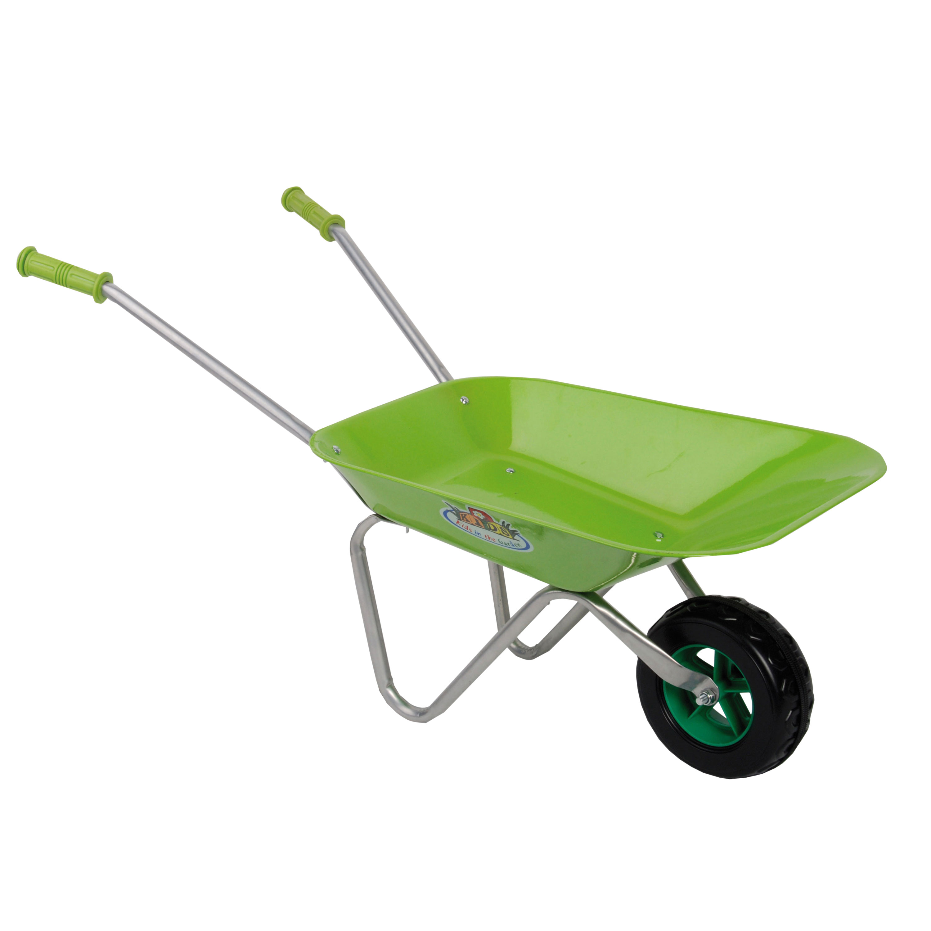 Afbeelding Kinderkruiwagen met metalen bak groen door Haxo.nl