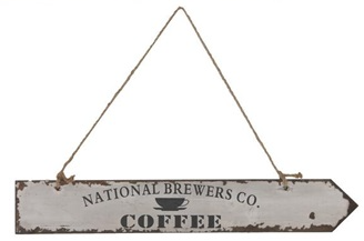 Houten Bordje Coffee Wit 58 x 9 x 1.2 cm