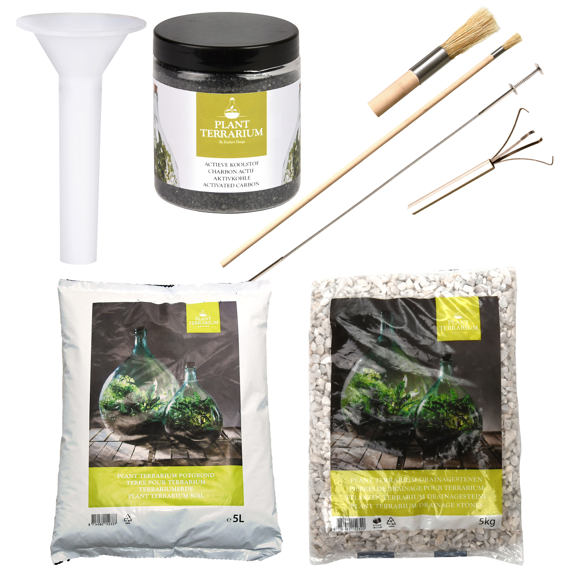 Esschert Set voor Plant Terrarium Witte Stenen