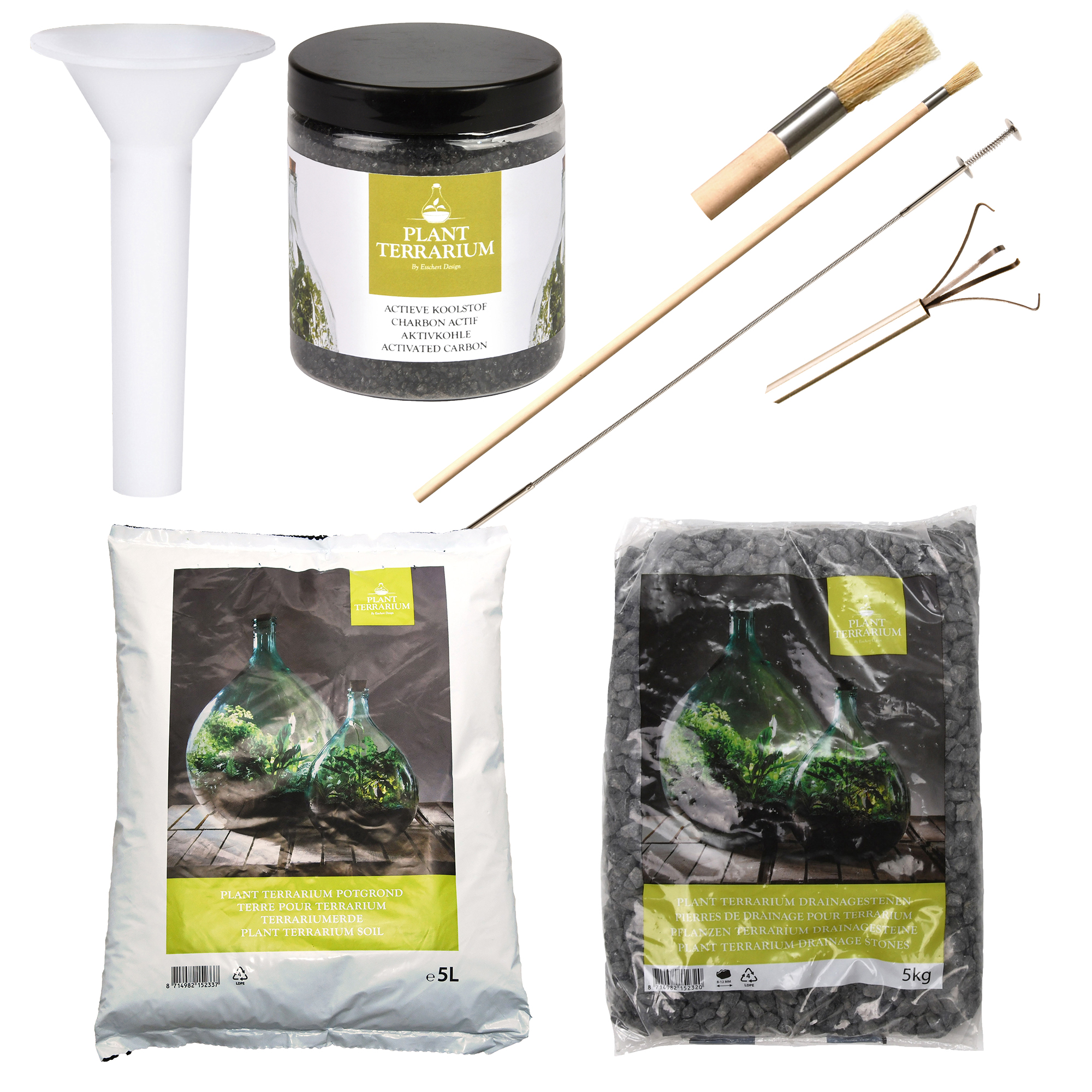 Esschert Set voor Plant Terrarium Zwarte Stenen