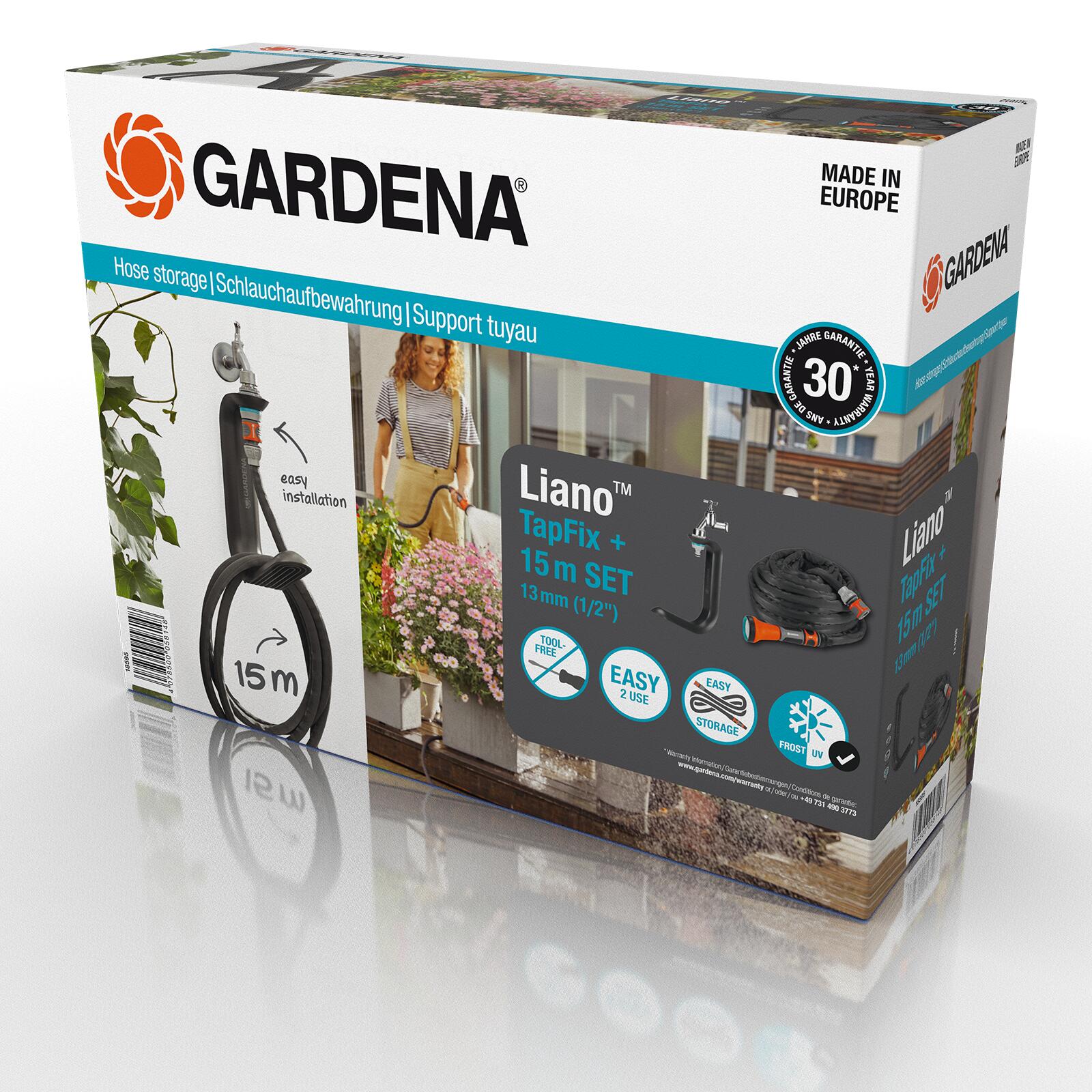 Afbeelding Gardena Liano TapFix Slanghouder Met 15 Meter Textielslang door Haxo.nl