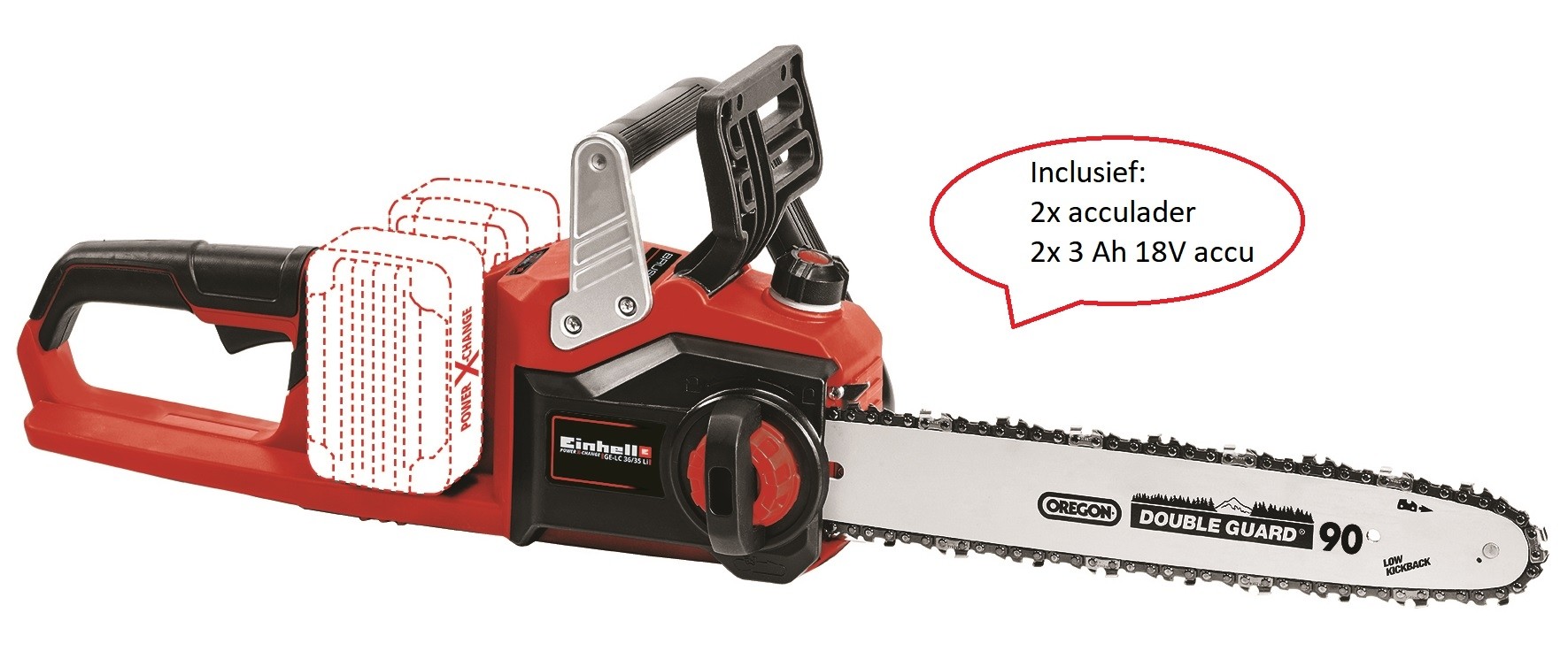 Einhell GE-LC 36/35 Accu Kettingzaag - Inclusief 2 Accu's en 2 Acculaders