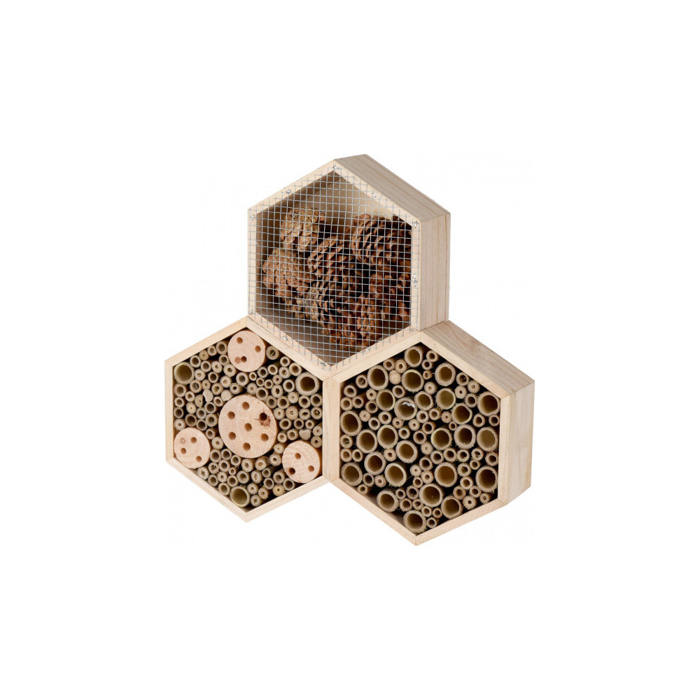 Insectenhotel Hexagon Naturel 3 Deels