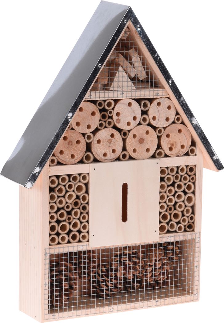 Insectenhotel Hout met Metalen Dak Hoog