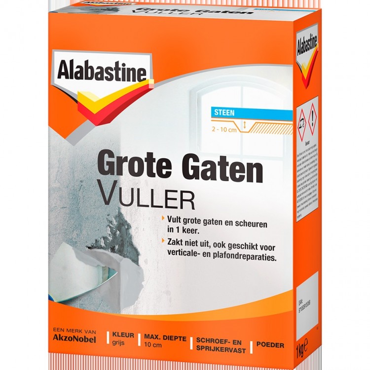 Afbeelding Alabastine Grote Gatenvuller Poeder Grijs 1 kg door Haxo.nl