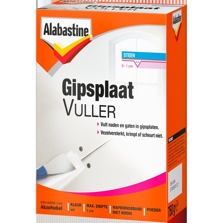 Afbeelding Alabastine Gipsplaatvuller Poeder Wit 750 Gram door Haxo.nl
