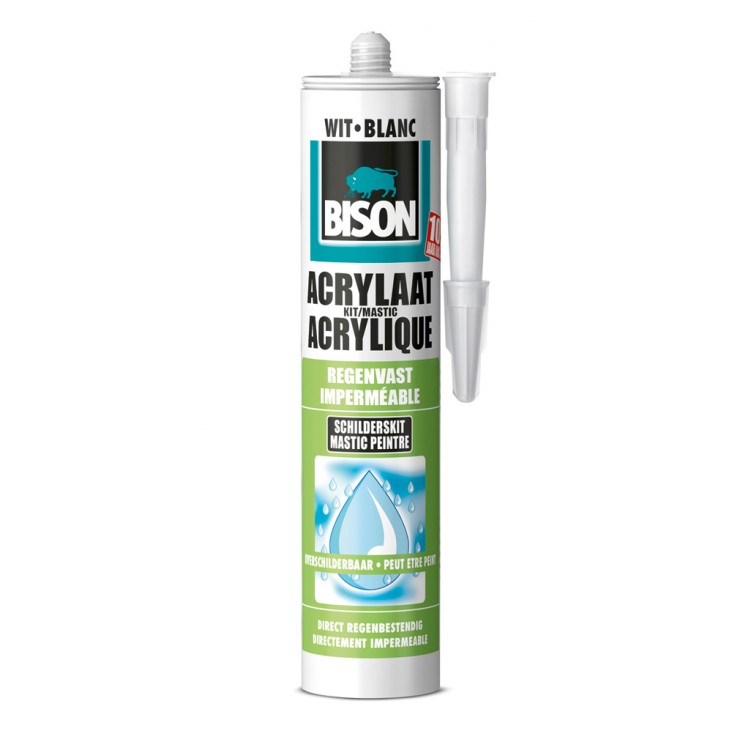 Afbeelding Bison Acrylaatkit Koker Wit Regenvast 310 ml door Haxo.nl