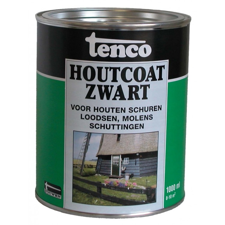Afbeelding Tenco Houtcoating Zwart 1 Liter door Haxo.nl
