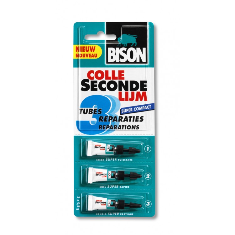 Afbeelding Bison Secondelijm Super Compact 3 x 0.8 Gram door Haxo.nl