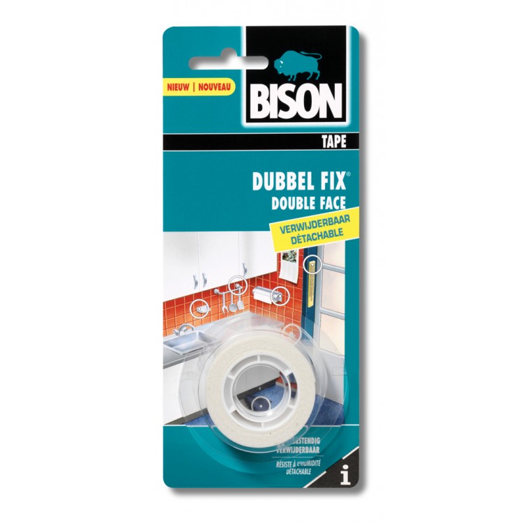 Bison Tape Dubbel Fix Verwijderbaar Wit 19 mm 1.5 Meter