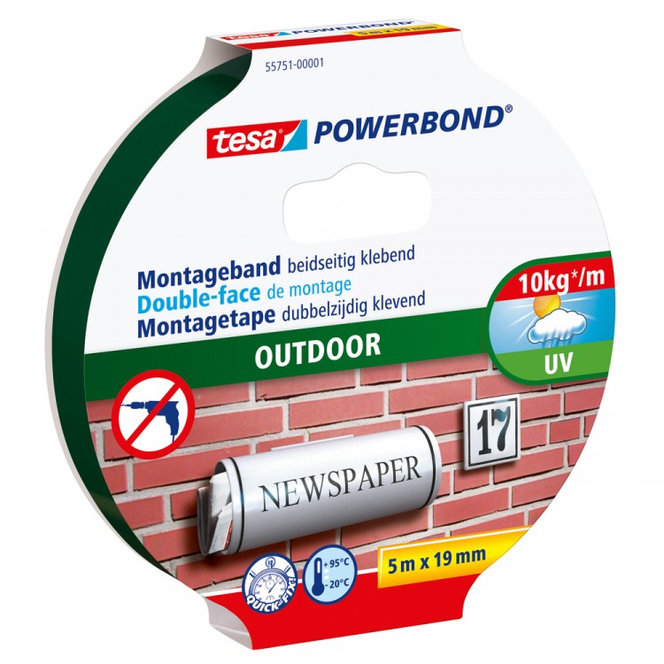 Afbeelding Tesa Powerbond Montagetape Outdoor 10 kg 19 mm 5 Meter door Haxo.nl