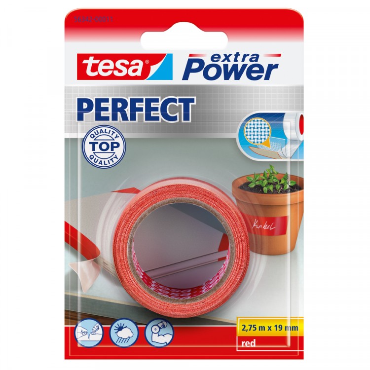 Tesa Extra Power Perfect Textieltape Rood 19 mm 2.75 Meter