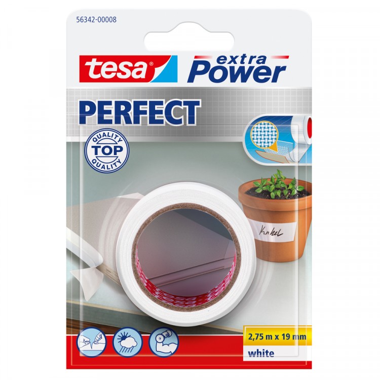 Tesa Extra Power Perfect Textieltape Wit 19 mm 2.75 Meter