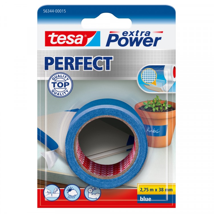 Tesa Extra Power Perfect Textieltape Blauw 38 mm 2.75 Meter