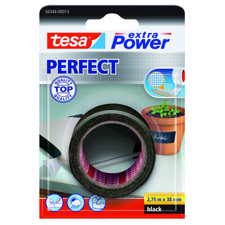 Tesa Extra Power Perfect Textieltape Zwart 38 mm 2.75 Meter