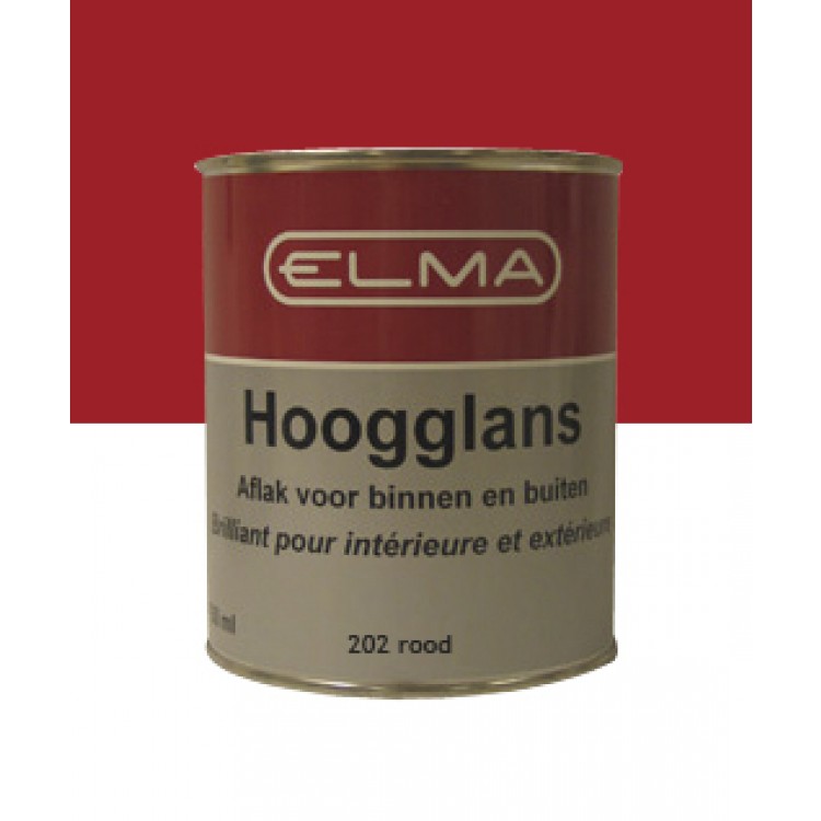 Afbeelding Elma Lakverf Zijdeglans Rood 202 - 750 ml door Haxo.nl